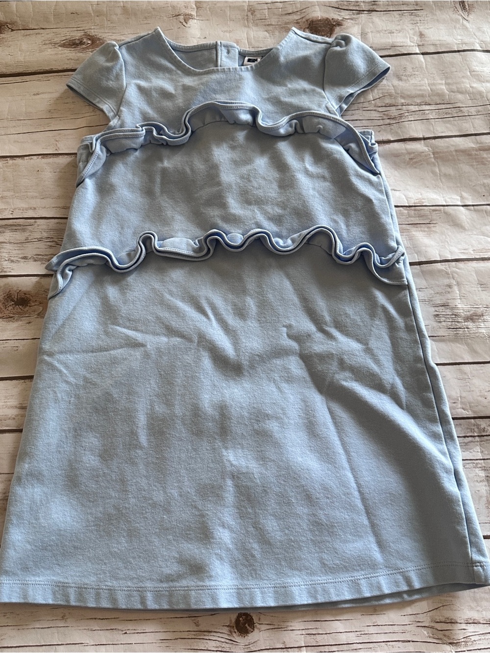 Janie and Jack blue ruffle dress with ruffled trim, vguc size 7